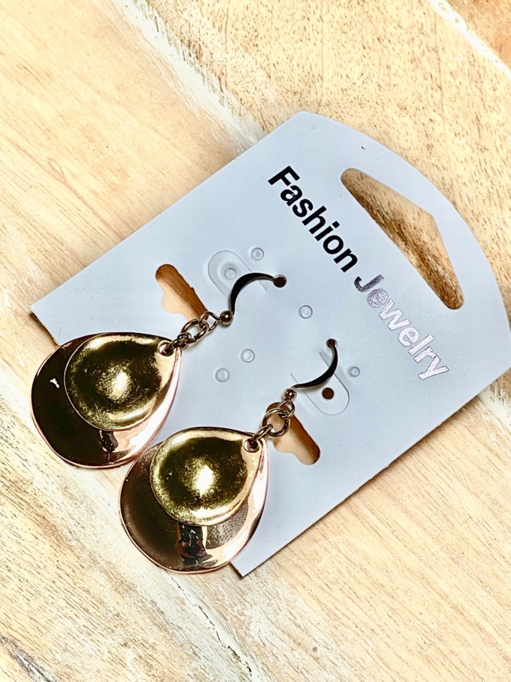 Fashion Jewelry Gold and Rose Gold Teardrop Dangle Earrings